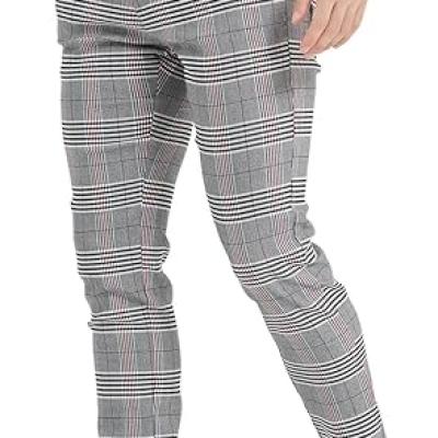 Men's Plaid Pants Skinny Dress Pants for Men Skinny Chino Pants Men