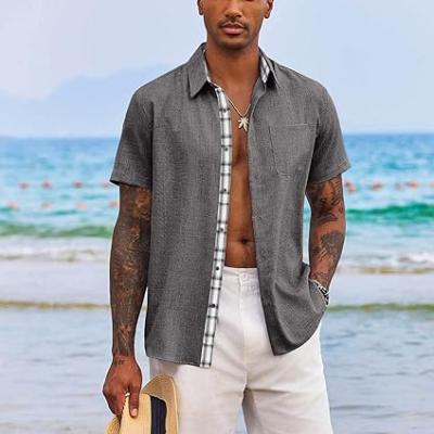 Men's Button Down Shirts Short Sleeve Casual Shirts Summer Beach Shirts Vacation Wedding Shirts with Pocket