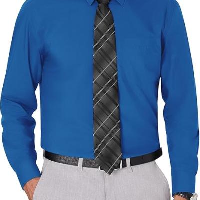 Men's Dress Shirts Wrinkle Free Long Sleeve Formal Shirt Solid Business Casual Wedding Button Down Shirts with Pocket