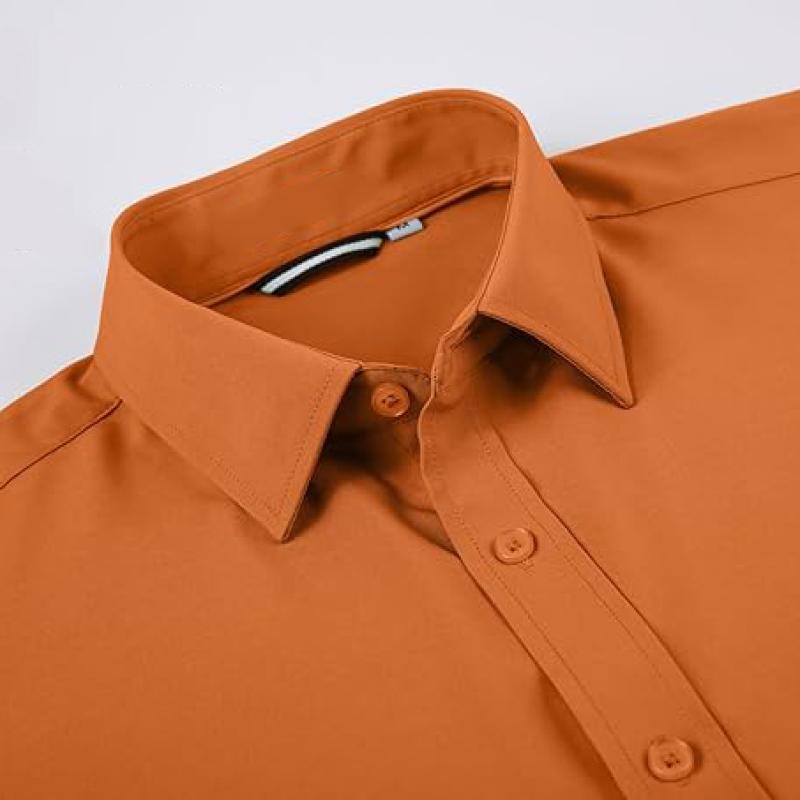 Mens Dress Shirts Regular Fit Long Sleeve Stretch Business Dress Shirts for Men