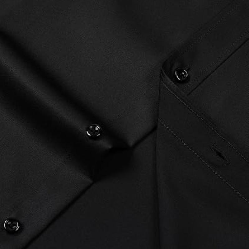 Men's Stretch Wrinkle Free Dress Shirts Formal Wedding Prom Long Sleeve Slim Fit Button Down Shirts