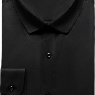 Men's Stretch Wrinkle Free Dress Shirts Formal Wedding Prom Long Sleeve Slim Fit Button Down Shirts