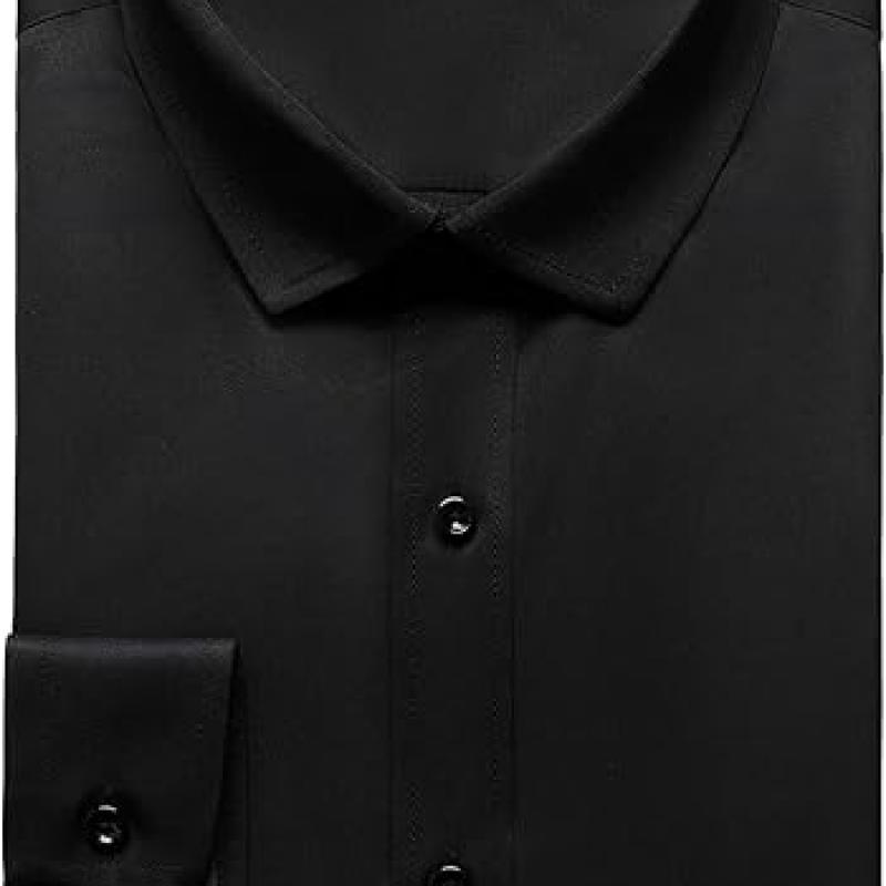 Men's Stretch Wrinkle Free Dress Shirts Formal Wedding Prom Long Sleeve Slim Fit Button Down Shirts