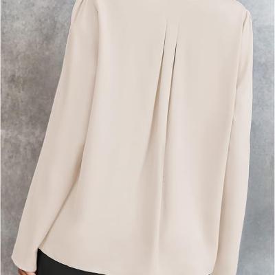Women's Long Sleeve Shirts V Neck Business Casual Plain Work Blouses Tops