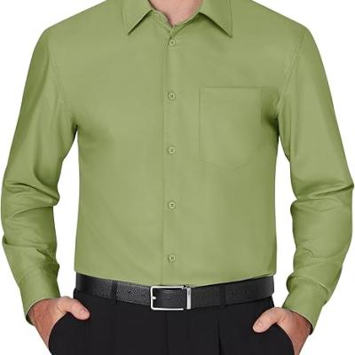Men's Dress Shirts Wrinkle Free Long Sleeve Formal Shirt Solid Business Casual Wedding Button Down Shirts with Pocket