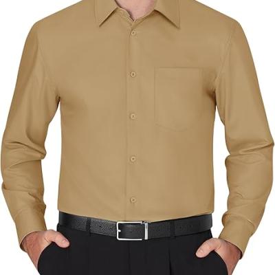 Men's Dress Shirts Wrinkle Free Long Sleeve Formal Shirt Solid Business Casual Wedding Button Down Shirts with Pocket