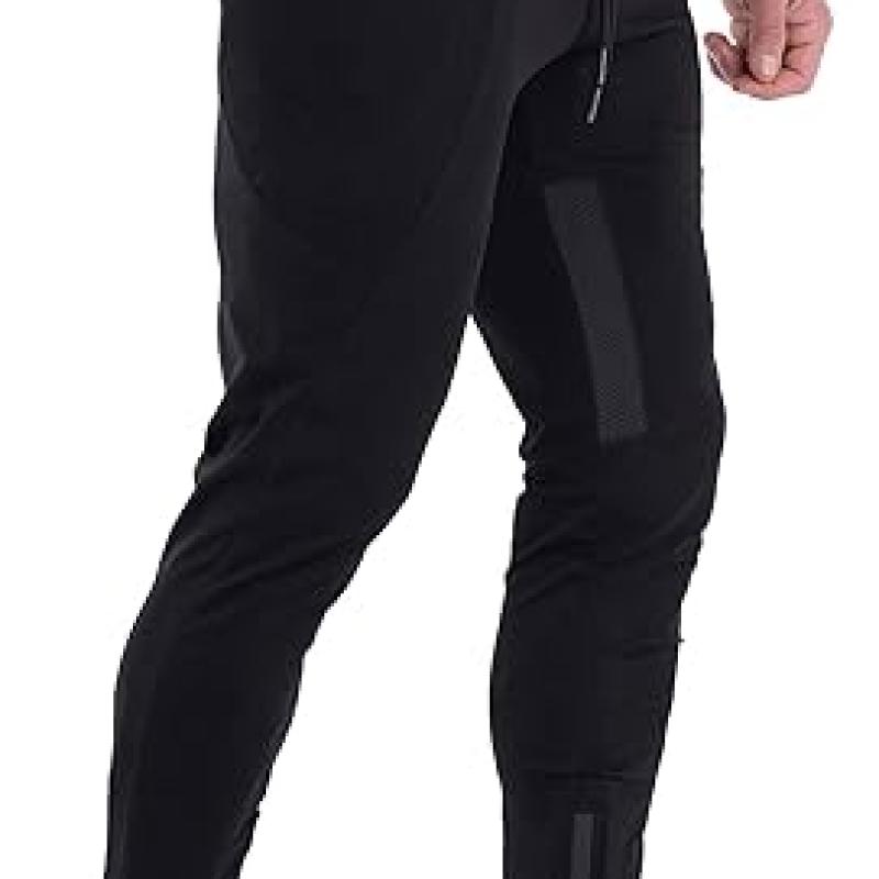 Mens Joggers Sweatpants Slim Fit Workout Training Thigh Mesh Gym Jogger Pants with Zipper Pockets