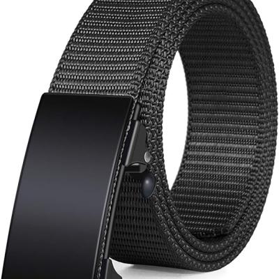 Men's Ratchet Web Belt, 1.25 inch Nylon Automatic Buckle Belt, No Holes Invisible Belt for Men