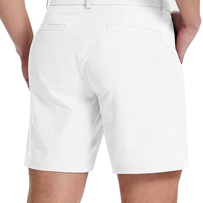 Mens Golf Shorts 7 Inch Inseam Flat Front Hybrid Stretch Dress Casual Work Shorts with 5 Pockets Lightweight Quick Dry