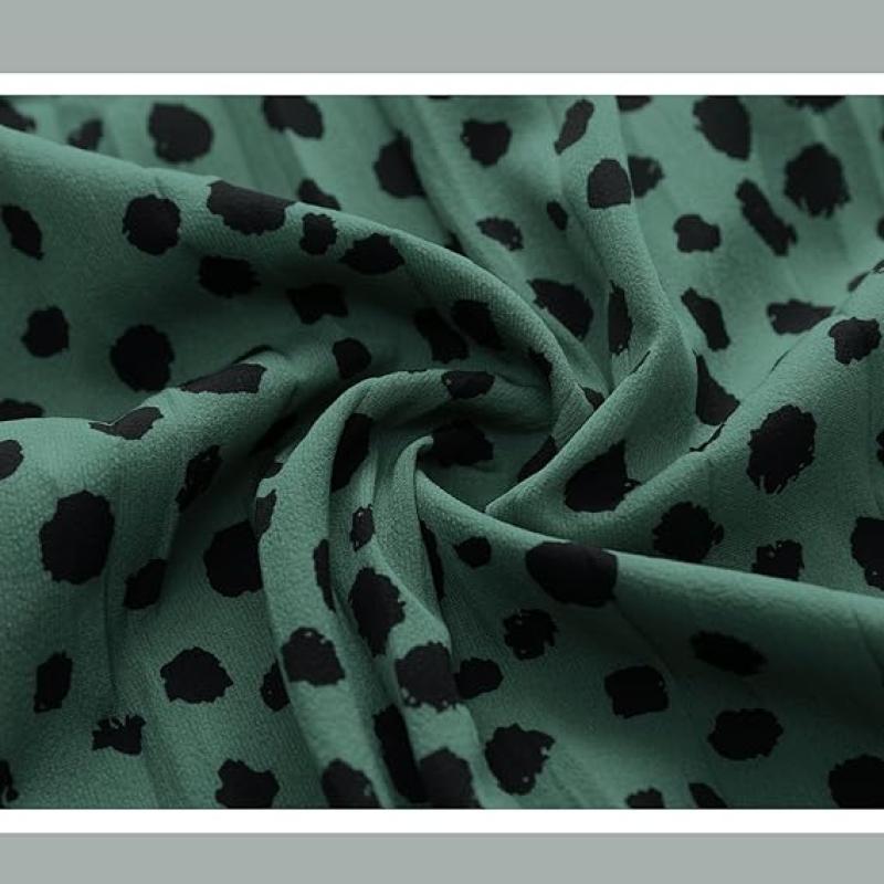 Womens Skirt Leopard Print Midi Long Shirring Pleated Skirts High Waisted A Line Skirts