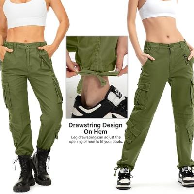 Womens Cargo Army Combat Work Pants with 8 Pockets Casual Cotton Ripstop Construction Pants