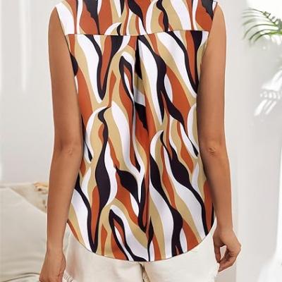 Womens Sleeveless Button Down Shirt Tops V Neck Business Casual Collared Blouses Tank Top