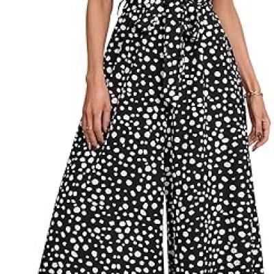 Women's Jumpsuits Dressy Casual Summer Loose Wide Leg Tank Top Jumpsuit with Belt