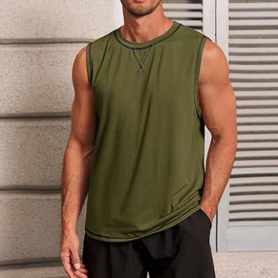 Mens Workout Tank Tops Sleeveless Casual Crewneck Beach T Shirt Muscle Athletic Gym Running Tee