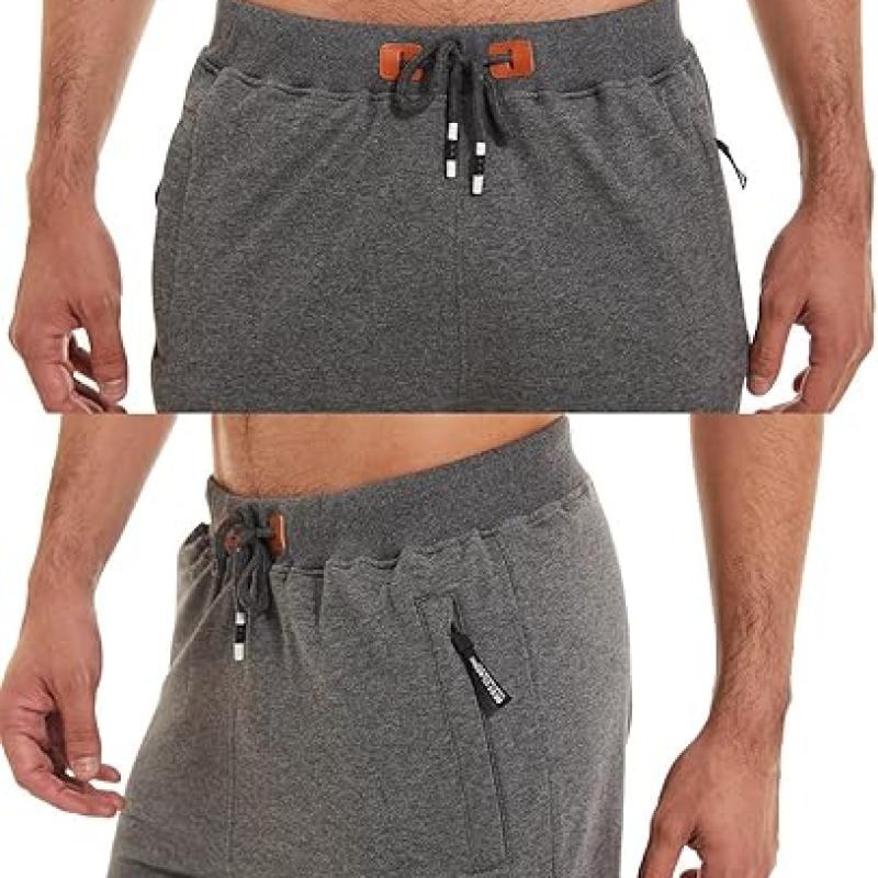 Mens Shorts Casual Drawstring Zipper Pockets Elastic Waist