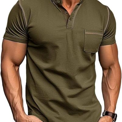 Men's Henley Shirt Lightweight Short Sleeve T-Shirt Casual Stylish Button Cotton Shirt