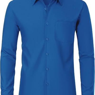 Men's Dress Shirts Wrinkle Free Long Sleeve Formal Shirt Solid Business Casual Wedding Button Down Shirts with Pocket