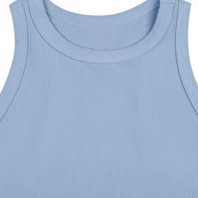 Womens Crop Tops Sleeveless Workout Tops Halter Neck Flowy Athletic Shirts Cropped Tank Muscle Tank
