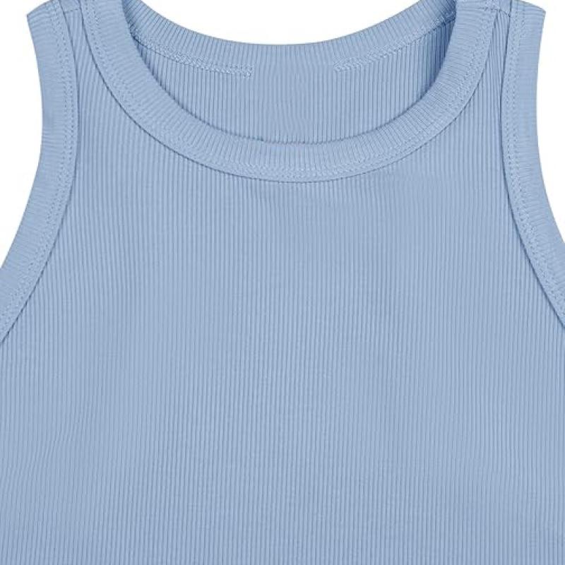 Womens Crop Tops Sleeveless Workout Tops Halter Neck Flowy Athletic Shirts Cropped Tank Muscle Tank