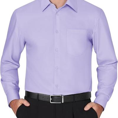 Men's Dress Shirts Wrinkle Free Long Sleeve Formal Shirt Solid Business Casual Wedding Button Down Shirts with Pocket