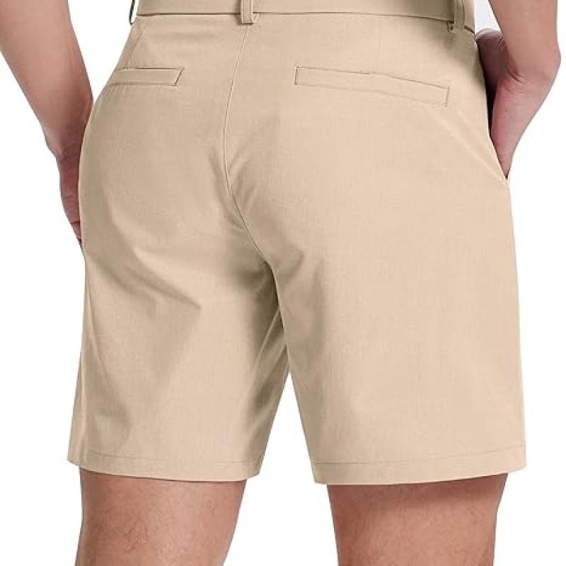 Mens Golf Shorts 7 Inch Inseam Flat Front Hybrid Stretch Dress Casual Work Shorts with 5 Pockets Lightweight Quick Dry