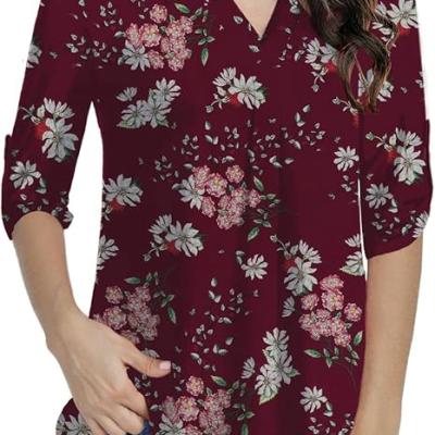 Womens Tops Dressy Casual 3/4 Sleeve Shirts Tunic Blouses Plus Size Tops for Women