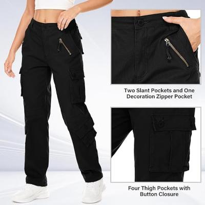 Womens Cargo Army Combat Work Pants with 8 Pockets Casual Cotton Ripstop Construction Pants