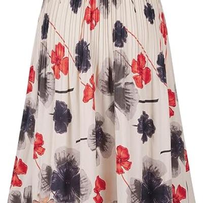 Womens Skirt Leopard Print Midi Long Shirring Pleated Skirts High Waisted A Line Skirts