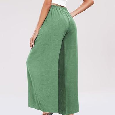 Summe Wide Leg Dress Pants for Women High Waisted Palazzo Casual Work Pants Beach Trousers with Pocket