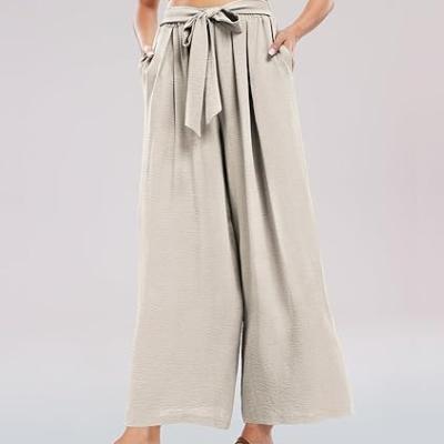 Summe Wide Leg Dress Pants for Women High Waisted Palazzo Casual Work Pants Beach Trousers with Pocket