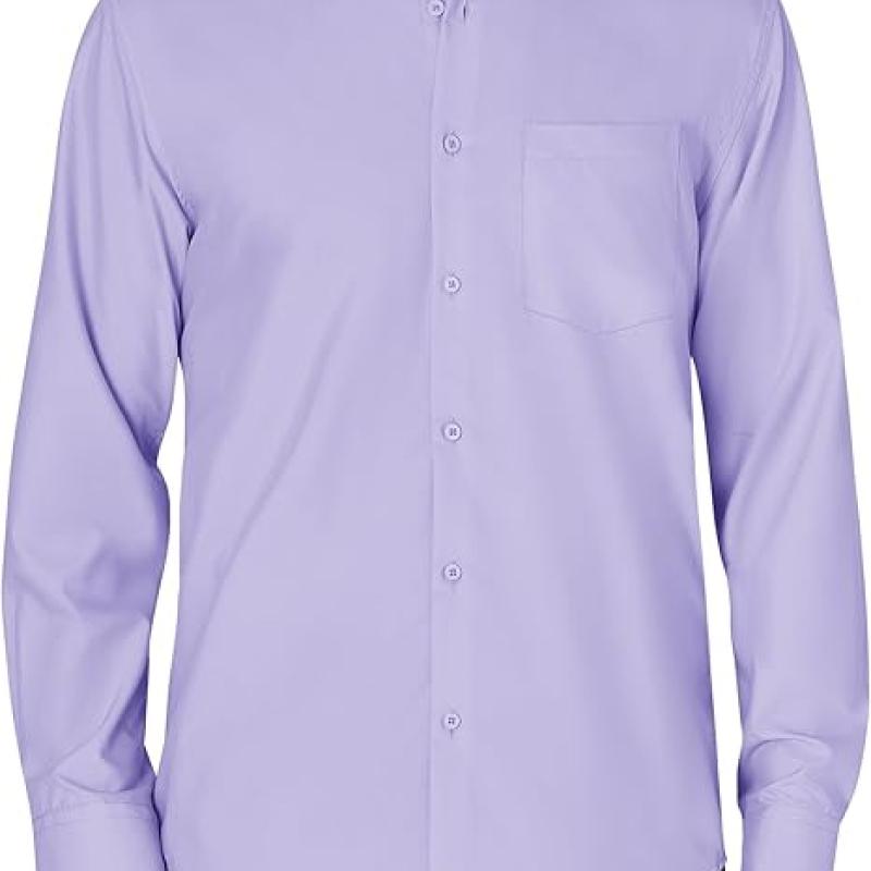Men's Dress Shirts Wrinkle Free Long Sleeve Formal Shirt Solid Business Casual Wedding Button Down Shirts with Pocket