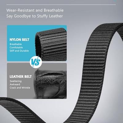 Men's Ratchet Web Belt, 1.25 inch Nylon Automatic Buckle Belt, No Holes Invisible Belt for Men