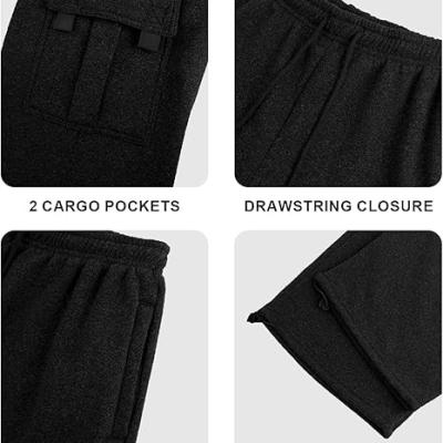 Men's Cargo Sweatpants Casual Fleece Joggers Loose Fit Open Bottom Athletic Pants for Men with Pockets
