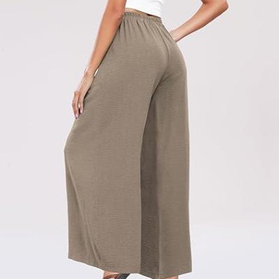 Summe Wide Leg Dress Pants for Women High Waisted Palazzo Casual Work Pants Beach Trousers with Pocket