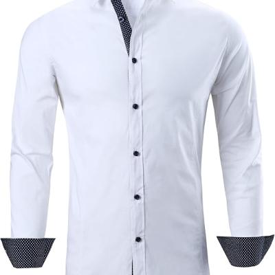 Mens Dress Shirts Regular Fit Long Sleeve Stretch Business Dress Shirts for Men