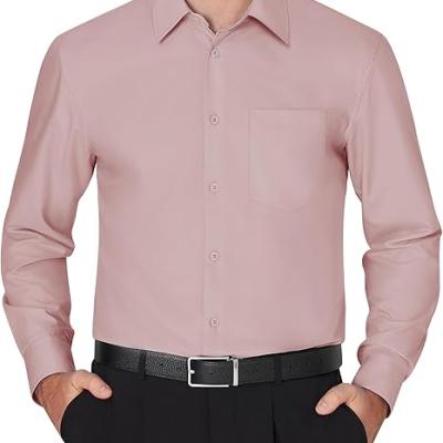 Men's Dress Shirts Wrinkle Free Long Sleeve Formal Shirt Solid Business Casual Wedding Button Down Shirts with Pocket