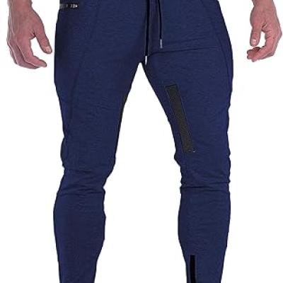 Mens Joggers Sweatpants Slim Fit Workout Training Thigh Mesh Gym Jogger Pants with Zipper Pockets