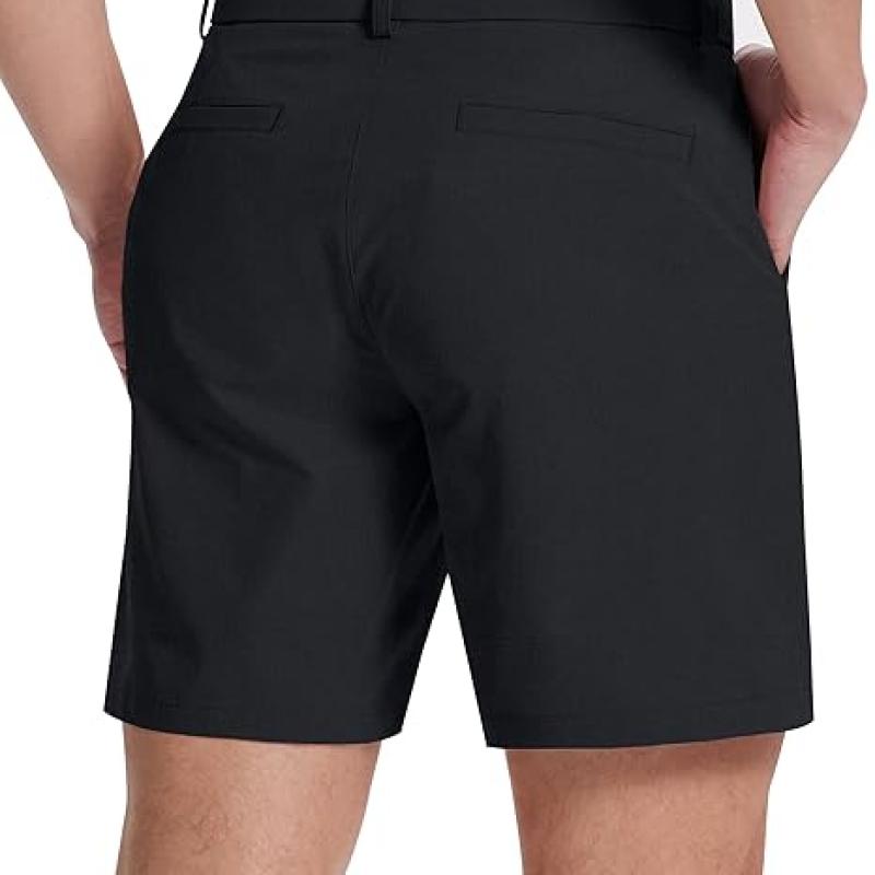 Mens Golf Shorts 7 Inch Inseam Flat Front Hybrid Stretch Dress Casual Work Shorts with 5 Pockets Lightweight Quick Dry