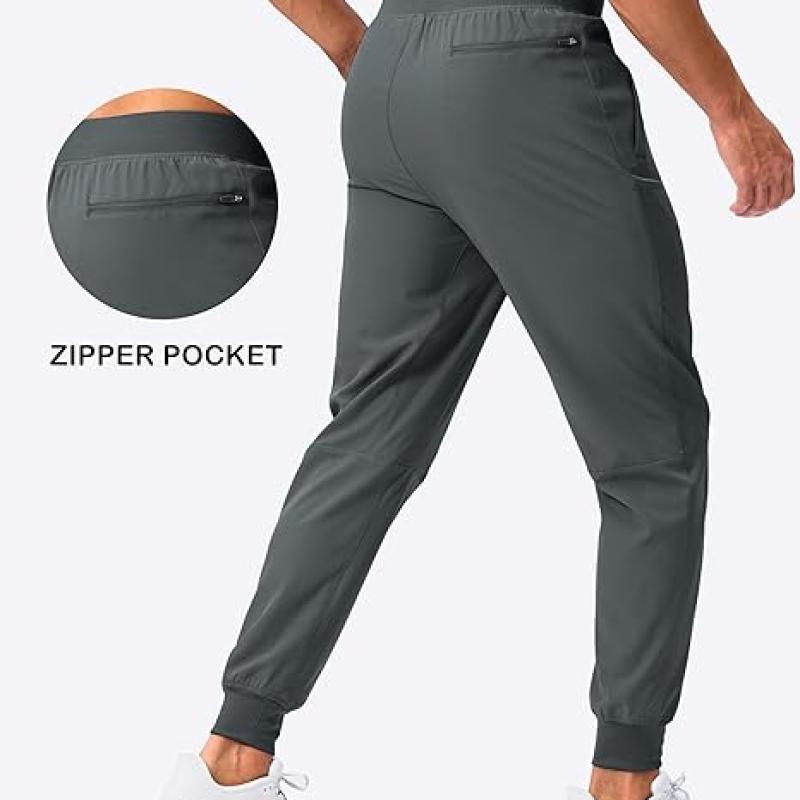 Mens Joggers with Zipper Pockets Lightweight Sweatpants Workout Athletic Pants for Gym Running Golf