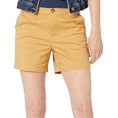 Women's Mid-Rise Slim-Fit 5 Inch Inseam Khaki Short (Available in Straight and Curvy Fits)
