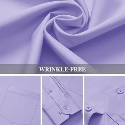 Men's Dress Shirts Wrinkle Free Long Sleeve Formal Shirt Solid Business Casual Wedding Button Down Shirts with Pocket