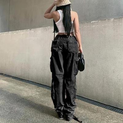 Women's High Rise Straight Leg Y2K Streetwear Cargo Pants Baggy Boyfriend Pants with Pocket