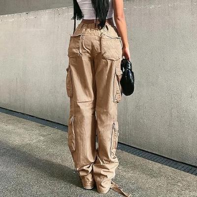 Women's High Rise Straight Leg Y2K Streetwear Cargo Pants Baggy Boyfriend Pants with Pocket