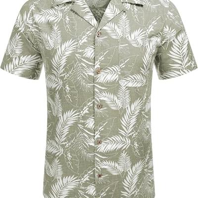 Men's Hawaiian Floral Shirts Cotton Linen Button Down Tropical Holiday Beach Shirts