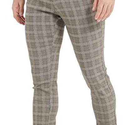 Men's Plaid Pants Skinny Dress Pants for Men Skinny Chino Pants Men