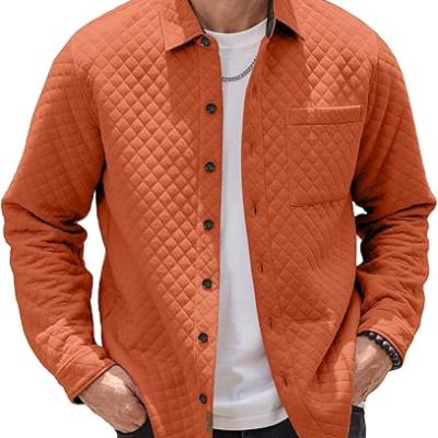 Mens Shacket Long Sleeve Shirt Jacket with Pockets Lightweight Quilted Overshirt