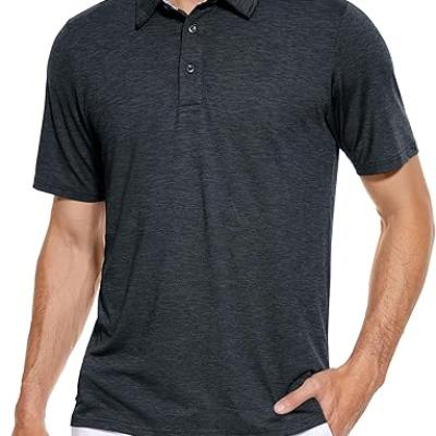 Men's Short Sleeve Polo Golf Shirts 3-Button Moisture Wicking Athletic T-Shirts Casual Collared Shirt