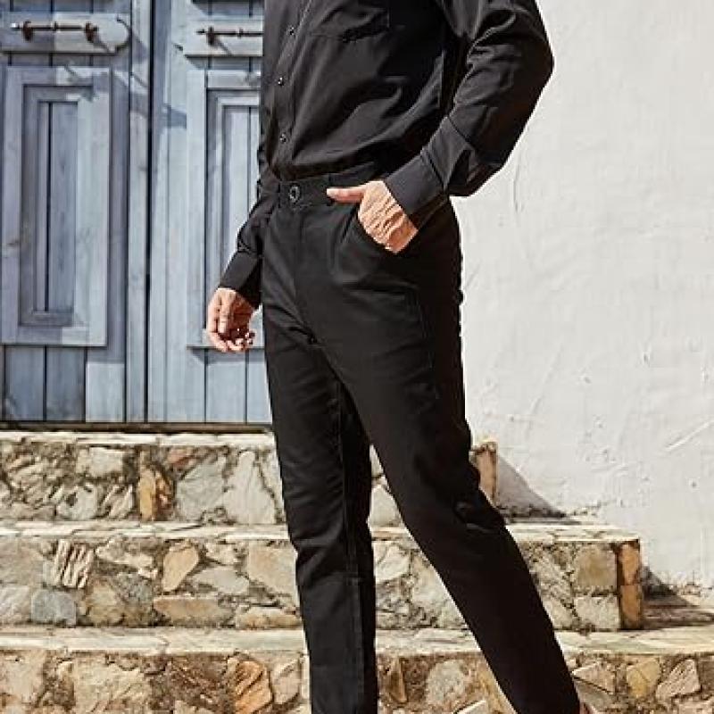 Mens Fashion Slim Fit Dress Pants Casual Business Skinny Stretch Pants Golf Pants