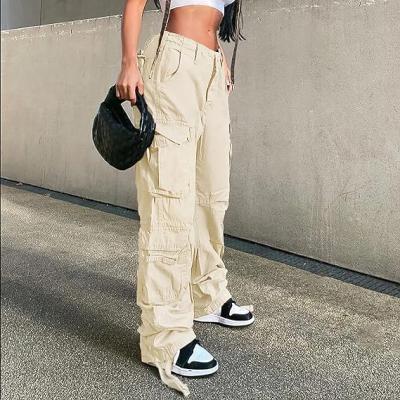 Women's High Rise Straight Leg Y2K Streetwear Cargo Pants Baggy Boyfriend Pants with Pocket