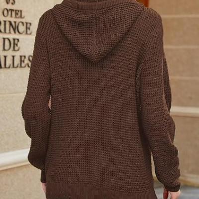 Fall Womens Oversized Hoodies Knit V Neck Sweaters Fashion Casual Pullover Tops